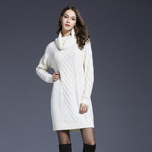 Load image into Gallery viewer, Solid Turtleneck Long Sweater Women Casual Plus Size Pullover Knitted Dress Autumn Winter Female Fashion Thicken Warm Sweater