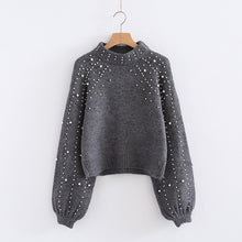 Load image into Gallery viewer, YOCALOR Lantern Sleeve Best Pearl Pull Hippie Femme Sweater Women Jersey Winter Knitted Female Casual Jumper Knitting Autumn
