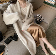 Load image into Gallery viewer, Mozuleva Elegant Long Sweater Cardigan Women Long Sleeve Oversized Ladies Outwear Jumper Coat Winter Open Stitch Sweater Coat