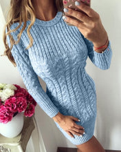 Load image into Gallery viewer, Fashion Women Knitted Sweater Dress 2019 New Autumn Winter Warm O neck Long Sleeve Dress Vestidos Sexy Slim Bodycon Dress Female