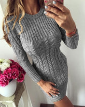 Load image into Gallery viewer, Fashion Women Knitted Sweater Dress 2019 New Autumn Winter Warm O neck Long Sleeve Dress Vestidos Sexy Slim Bodycon Dress Female