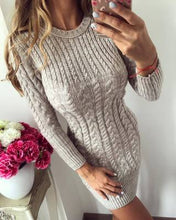 Load image into Gallery viewer, Fashion Women Knitted Sweater Dress 2019 New Autumn Winter Warm O neck Long Sleeve Dress Vestidos Sexy Slim Bodycon Dress Female