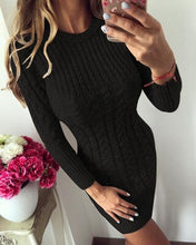 Load image into Gallery viewer, Fashion Women Knitted Sweater Dress 2019 New Autumn Winter Warm O neck Long Sleeve Dress Vestidos Sexy Slim Bodycon Dress Female