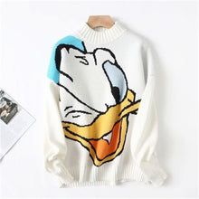 Load image into Gallery viewer, Daisy duck sweater Women Long Sleeve O Neck Loose Jumper Tops Ladies Jumper sweater Female Knitted Top Women Pullover sweater