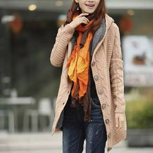 Load image into Gallery viewer, 2019 Winter Sweaters Women Fleece Coat Long Sleeve Hooded Thickening Warm Knitted Cardigans Outerwear Fashion Female Knitwear