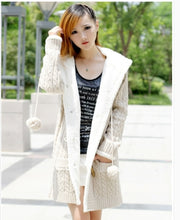 Load image into Gallery viewer, New arrival Girl Sweater Coat Winter Autumn Casual Solid Hooded Long Thicker Cashmere Knit cardigan sweater Jacket Students