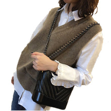 Load image into Gallery viewer, Autumn and winter models loose V-neck cashmere wool vest ladies knit solid color sleeveless sweater regular pullover Selling