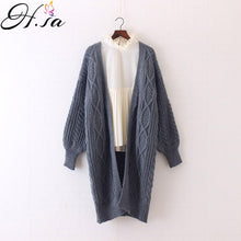 Load image into Gallery viewer, H.SA Winter Autumn Long Female Cardigans Latern Sleeve Casual Knitted Poncho Sweaters Oversized Long Cardigans Korean sueter