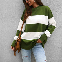 Load image into Gallery viewer, Autumn and winter sweater large size women's 5XL 6XL 7XL 8XL 9XL round neck casual striped stitching sweater bust 146CM
