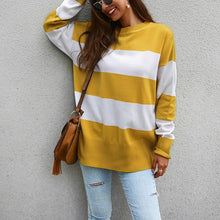 Load image into Gallery viewer, Autumn and winter sweater large size women's 5XL 6XL 7XL 8XL 9XL round neck casual striped stitching sweater bust 146CM

