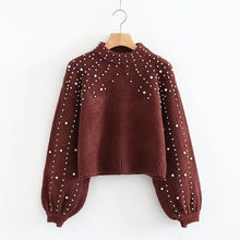 Load image into Gallery viewer, YOCALOR Lantern Sleeve Best Pearl Pull Hippie Femme Sweater Women Jersey Winter Knitted Female Casual Jumper Knitting Autumn
