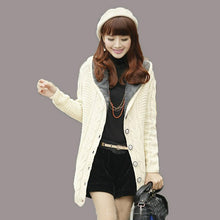 Load image into Gallery viewer, 2019 Winter Sweaters Women Fleece Coat Long Sleeve Hooded Thickening Warm Knitted Cardigans Outerwear Fashion Female Knitwear

