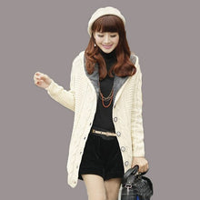Load image into Gallery viewer, 2019 Winter Sweaters Women Fleece Coat Long Sleeve Hooded Thickening Warm Knitted Cardigans Outerwear Fashion Female Knitwear
