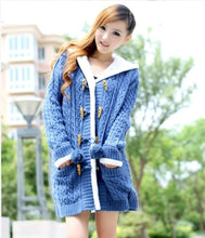 Load image into Gallery viewer, New arrival Girl Sweater Coat Winter  Autumn Casual Solid Hooded Long Thicker Cashmere Knit cardigan sweater Jacket Students
