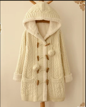Load image into Gallery viewer, New arrival Girl Sweater Coat Winter  Autumn Casual Solid Hooded Long Thicker Cashmere Knit cardigan sweater Jacket Students
