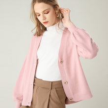Load image into Gallery viewer, adishree 2019 womens winter Cashmere Cardigans and auntmun women knitted High Quality Female solid sweaters V-neck Open stitch
