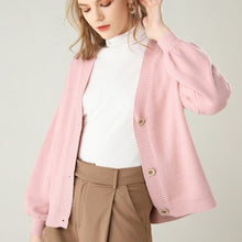 Load image into Gallery viewer, adishree 2019 womens winter Cashmere Cardigans and auntmun women knitted High Quality Female solid sweaters V-neck Open stitch
