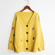 Load image into Gallery viewer, H.SA 2019 Fall Fashion Women Knitwear Sweater and Cardigans V neck Cartton Cute dinosaur Embroidery Casual Knit Cardigans Korean
