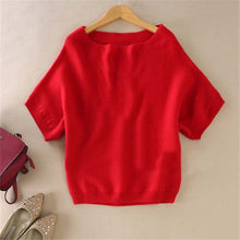 Load image into Gallery viewer, 2019 autumn winter sweater women cashmere sweater loose size batwing shirt short-sleeve knitted wool sweater female pullover
